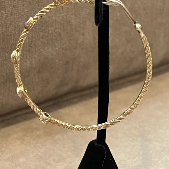 ONE Judith Ripka Sterling Gold Clad MultiColor Gemstones 2" Hoop Pierced Earring - Picture 6 of 11